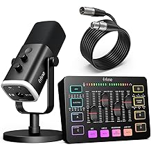 FIFINE Gaming Equipment Bundle, Dynamic XLR/USB Gaming Microphone Set with Streaming Audio Mixer for Podcast Recording Video Vocal, RGB Gamer Set with Volume Fader/XLR Interface for PC-AmpliGame KS5