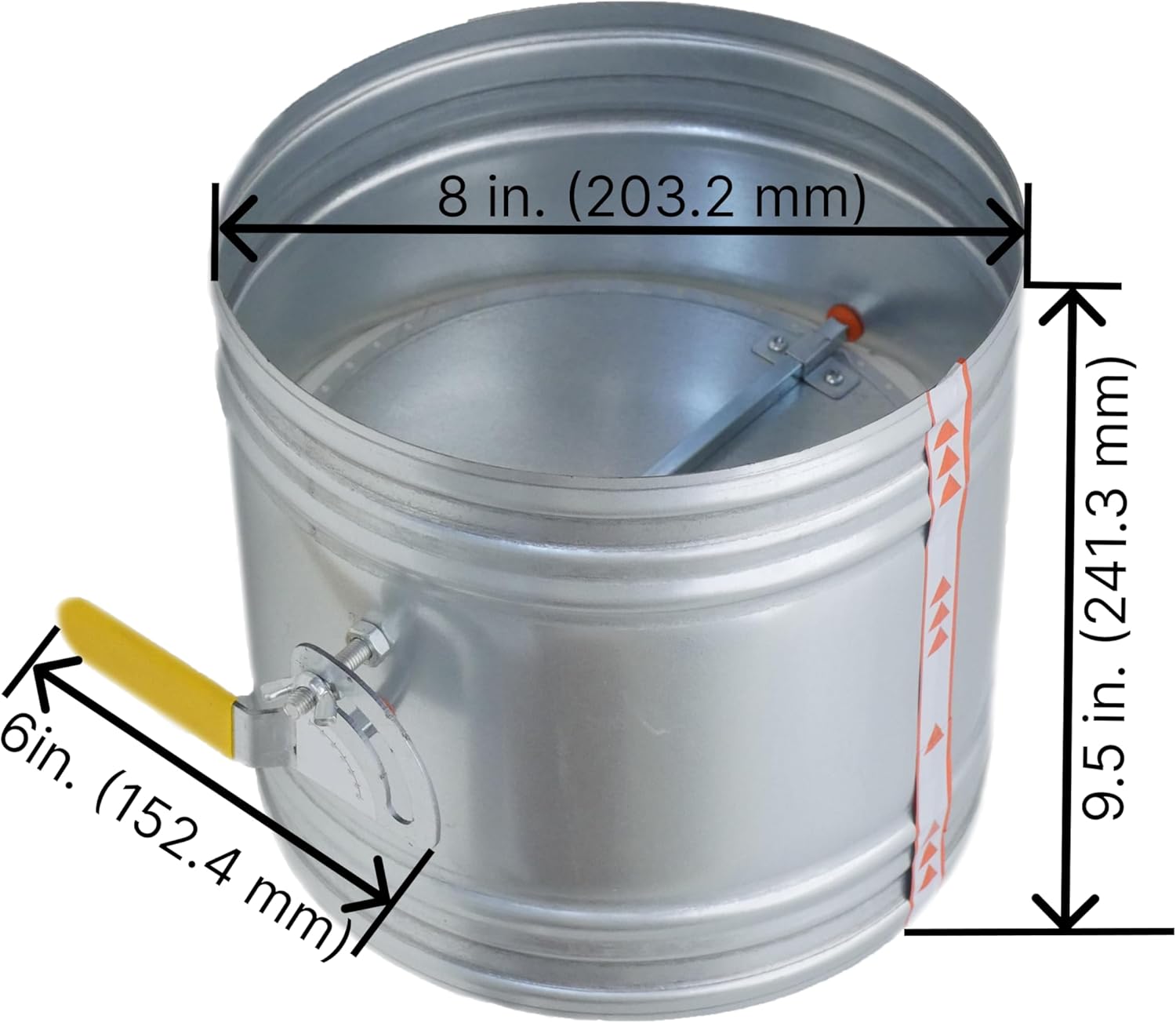 8" HVAC Duct Manual Volume Backdraft Damper with Adjustment Handle Metal Adjustment Airflow Ducting Backdraft Damper Control for Air Ventilation System