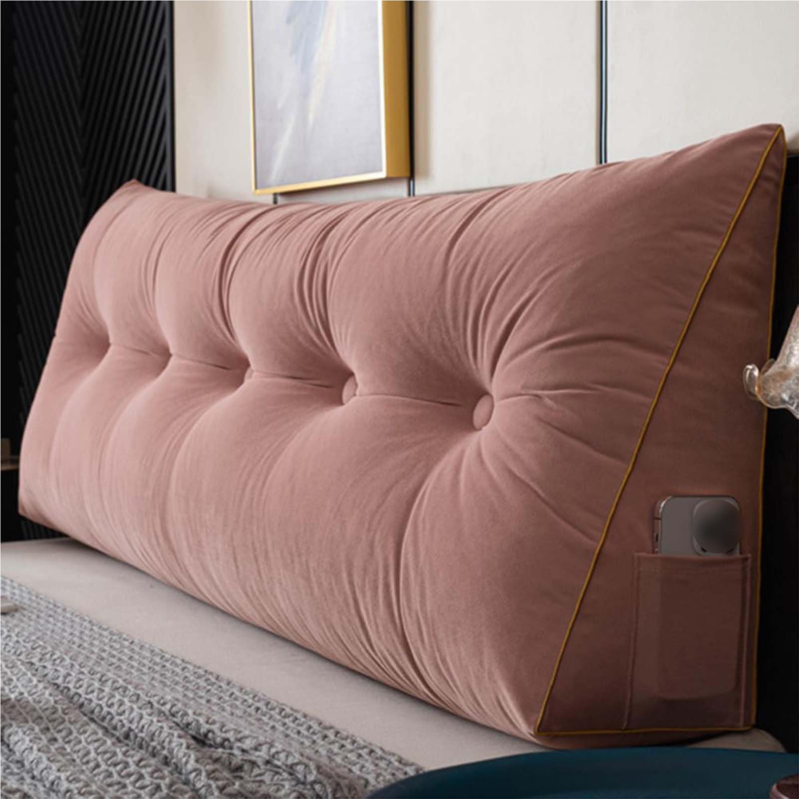 Backrest Bolster Comfortable Wedge Pillow Large Lumbar Support Cushion for Bed Headboard Sofa Multicolor Back Positioning Backrest Soft Reading Pillow,F,120 * 50 * 20CM