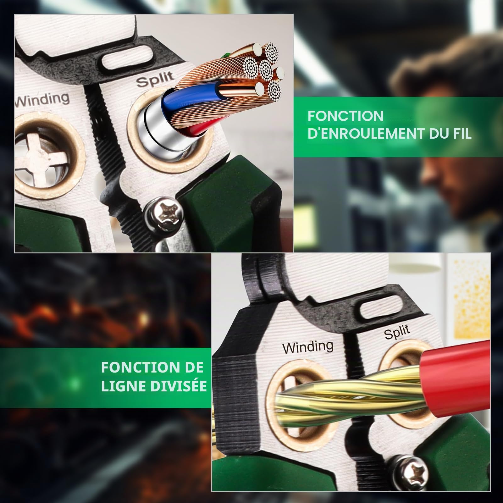 Pince à Dénuder 8 en 1 avec Testeur de Tension | Outil Multifonction Électricien pour Couper, Câbler, Tirer les Fils | Ciseaux à Câble avec Détection de Sécurité