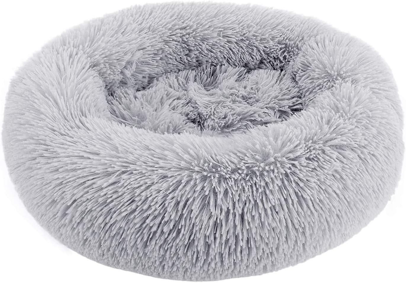 Soft Pet Bed for Cats and Small Medium Dogs Cuddler Round Cushion Nest Bed Portable Cat Dog Puppy Bed Sofa Doughnut Sleeping Bed Calming Bed Warm Plush Pad Mat Cozy Bed Hut with Anti Slip Base puppy