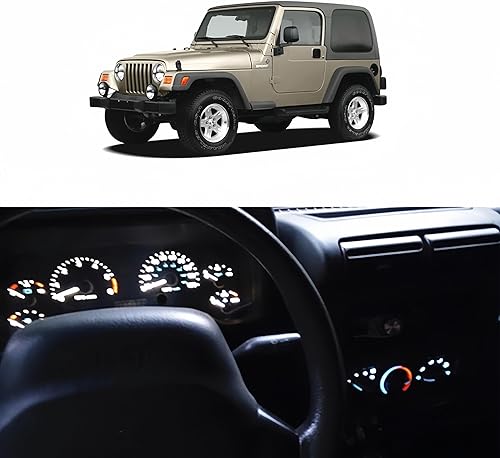 WLJH Panel de instrumentos blanco racimo velocímetro medidor tacómetro odómetro temperatura aceite indicador luz LED paquete para Jeep Wrangler TJ