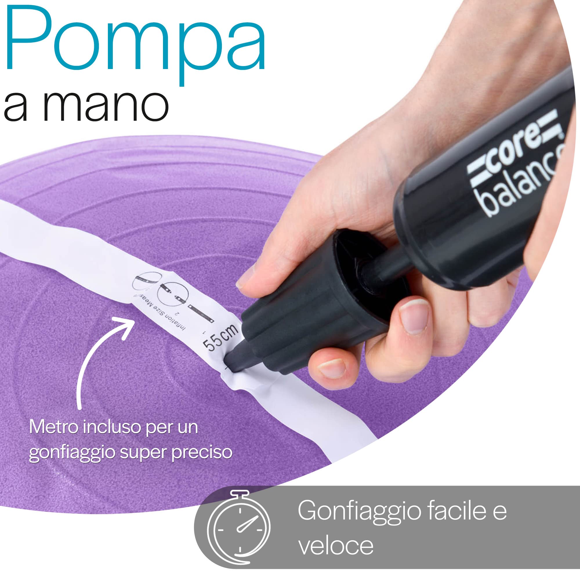 Core Balance Palla Gravidanza antiscoppio per preparazione al parto ed esercizi prenatali – Swiss Ball con pompa ad aria – Pallone da gravidanza – Pallone Pilates (viola)
