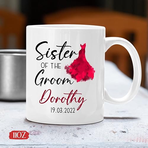 Miniatura 4 de Regalo personalizado para hermana del novio, taza de hermana del novio, taza de boda personalizada para hermana del novio, regalo de boda para