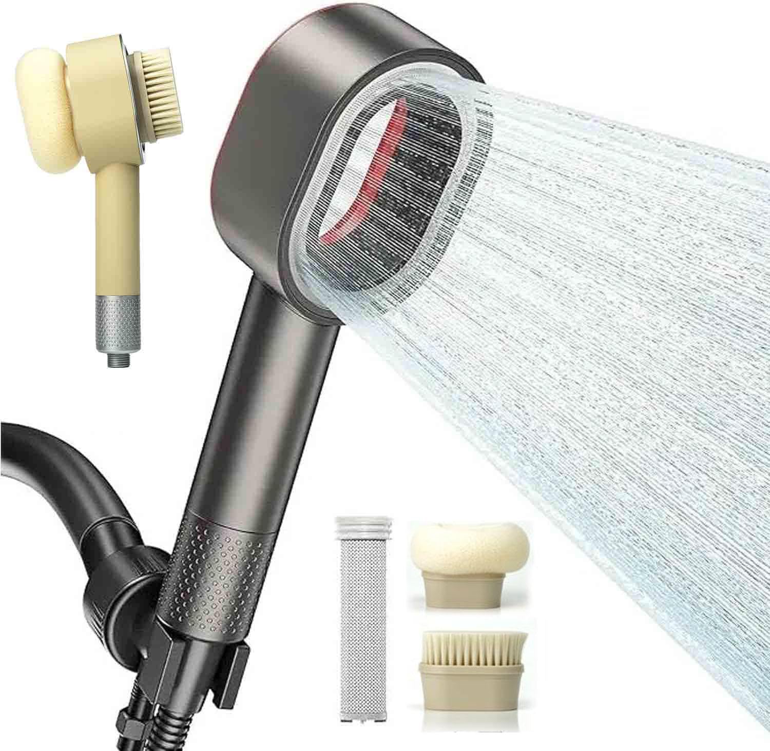 Cabezal de filtro de ducha de alta presión 3 en 1, elimina el cloro del agua dura, metales pesados e impurezas, incluye accesorios para duchas limpias y refrescantes, garabatos