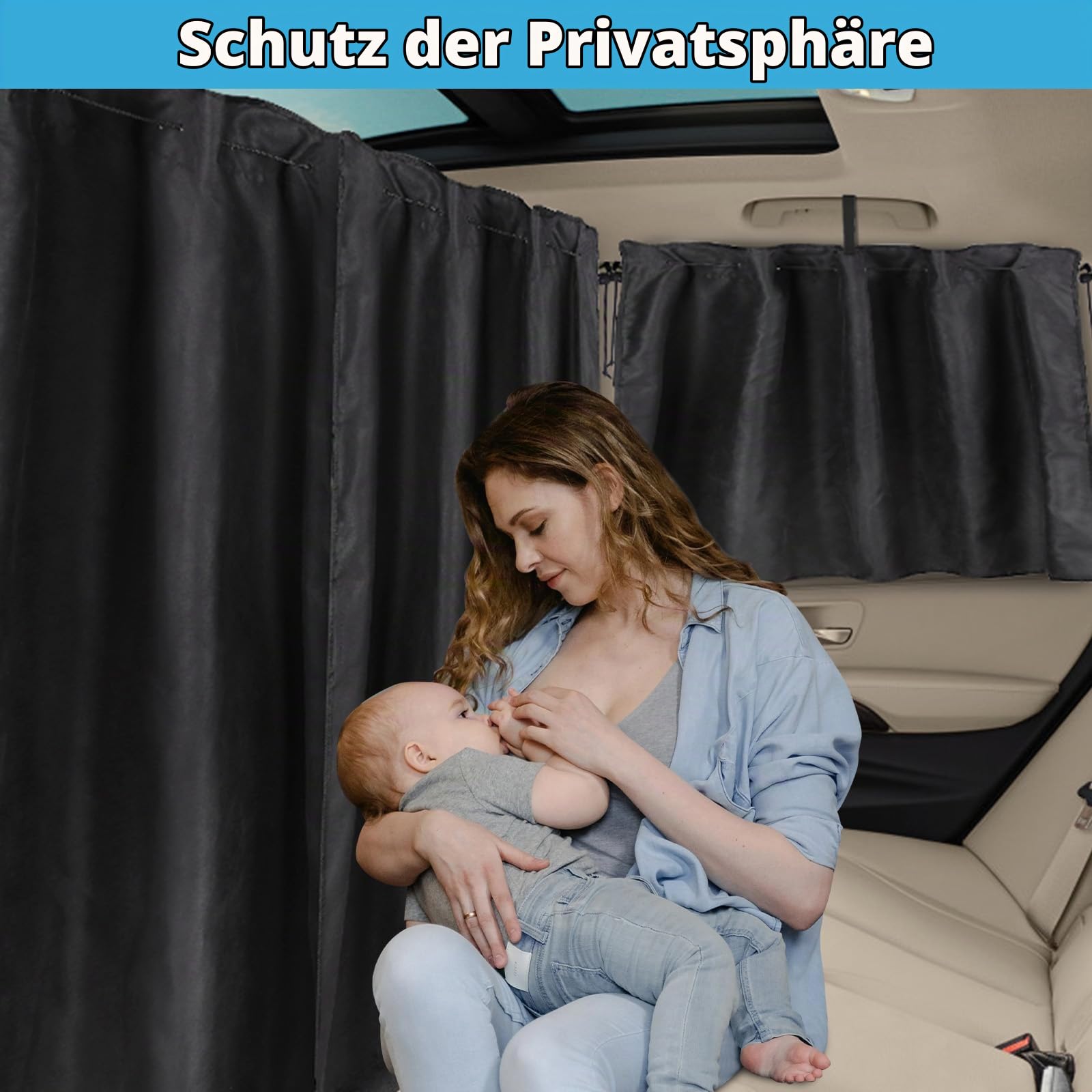 ZATOOTO 180 x 110 cm Auto Vorhang Innen, Sichtschutz Autofenster für Camper | 3 Stück, Mikrofaser-Wildleder, Seilmontage, Magnetverschluss, Abnehmbarer Trennvorhang, Gardinen Blickdicht, Sonnenschutz