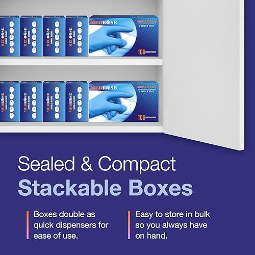 Miniatura 4 de MedRose - Guantes pequeños de nitrilo  100 guantes desechables sin látex  sin polvo, guantes sin látex, guantes para examen médico