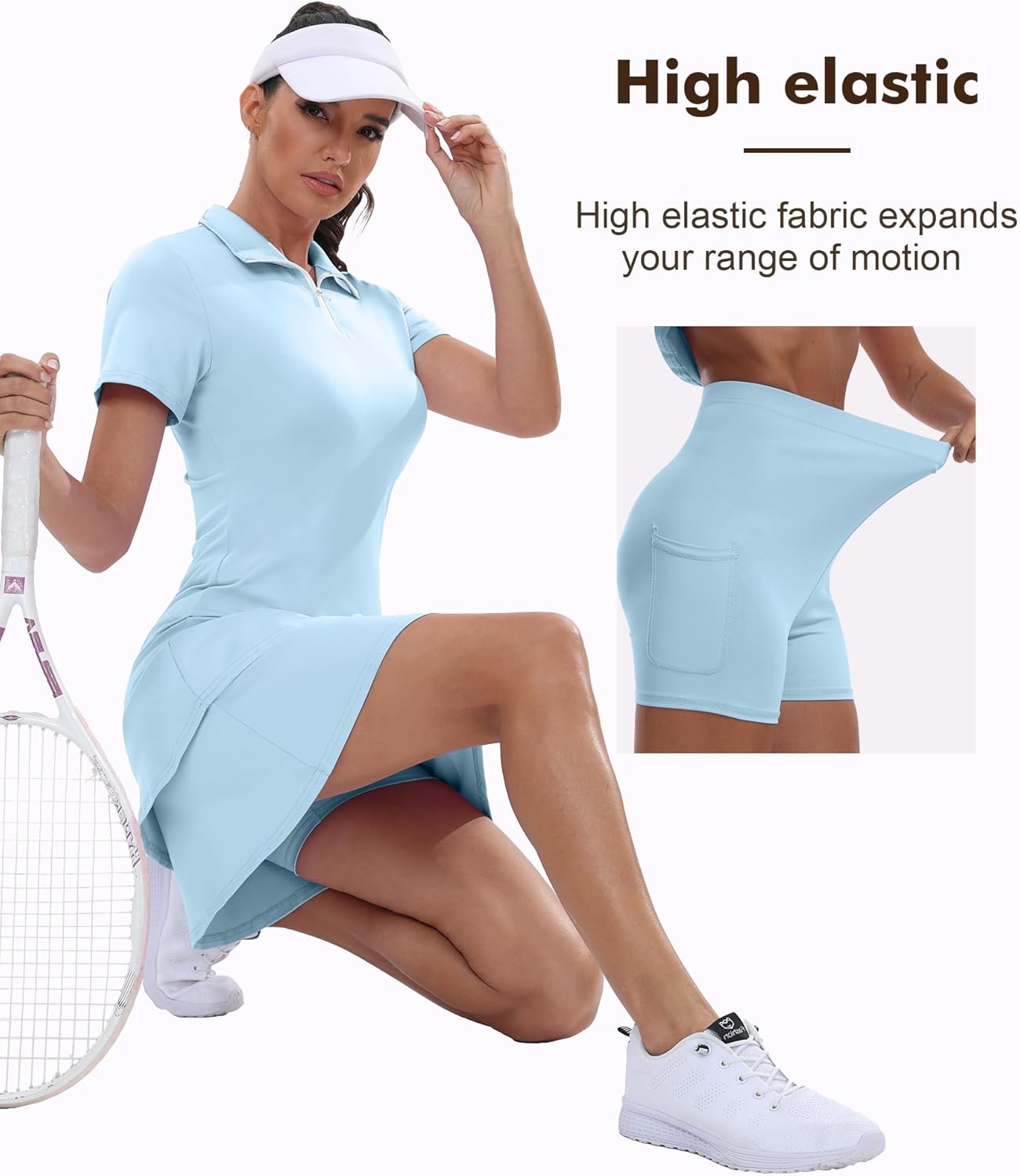 GGOV Womens Two Piece Tennis Golf Dress UPF 50+ Active Athletic Exercise Sports Wear with Pocket and Shorts