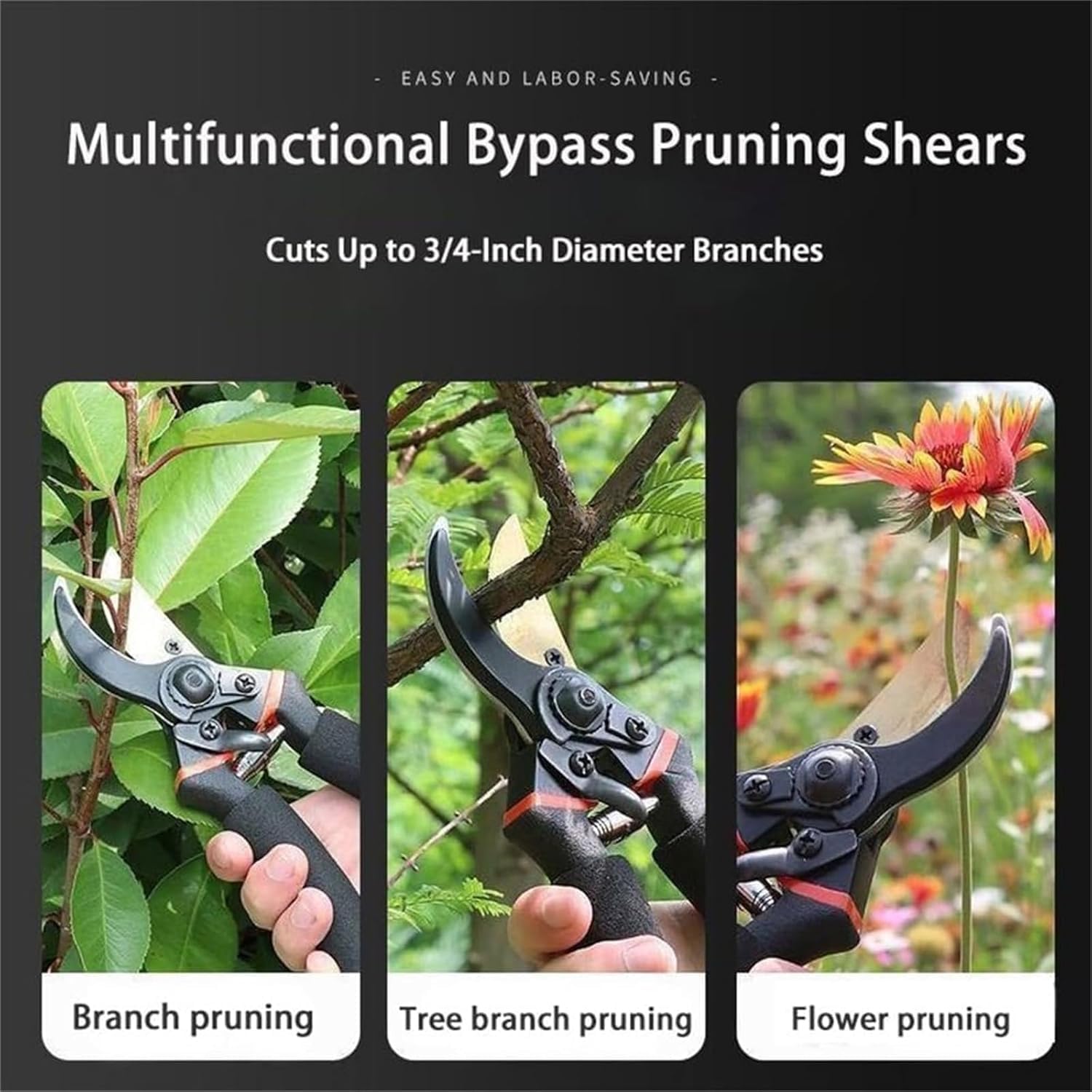 Heavy-Duty Garden Shears,Premium Titanium Bypass Pruning Shears,Rust-Resistant Steel Blade Garden Clippers,Hand Pruners Heavy Duty for Gardening (2PCS)