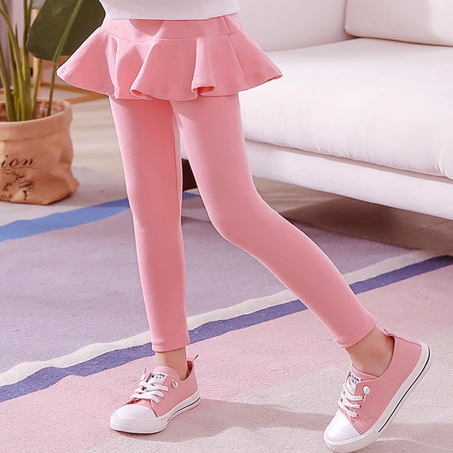 Toddler Girls Fleece Lined Leggings with Skirt Winter Warm Elastic Velvet Stretchy Thick Tutu Footless Tights Pants - Image 6