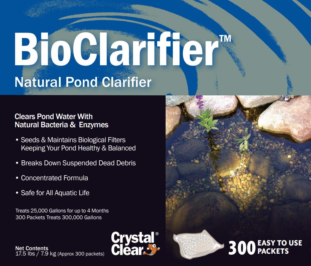CrystalClear BioClarifier Small Pond & Water Garden Clarifier & Cleaner, Cloudy Water Beneficial Microbe Treatment, Fish, Plant & Pet Safe, 300 Packets