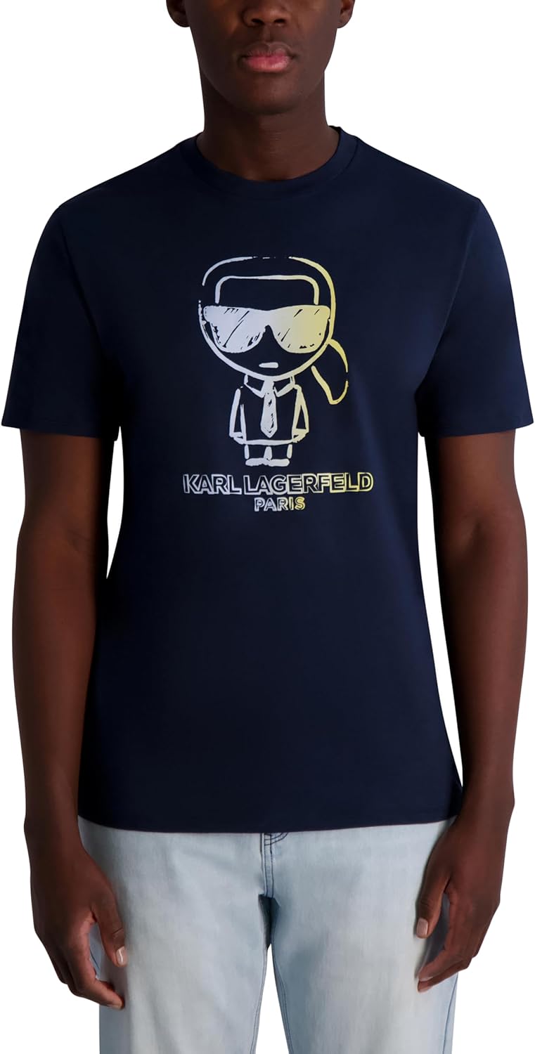 Karl Lagerfeld Mens Short Sleeve Crewneck Pastel Karl Graphic T-Shirt
