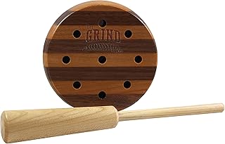 THE GRIND Cooker Pot & Peg Slate Turkey Call, Walnut/Maple Woods with Slate Top Pot Turkey Call, Brown