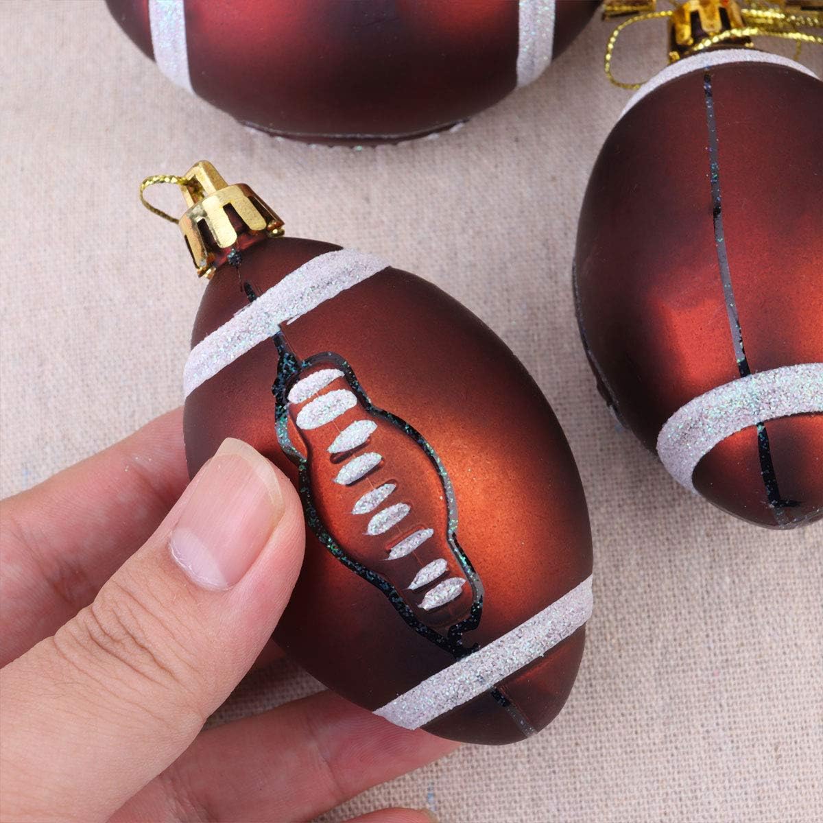 NUOBESTY 6pcs Christmas Football Ornaments Christmas Tree Ball Decorations Football Sports Theme Christmas Holiday Party Decorations - Image 4