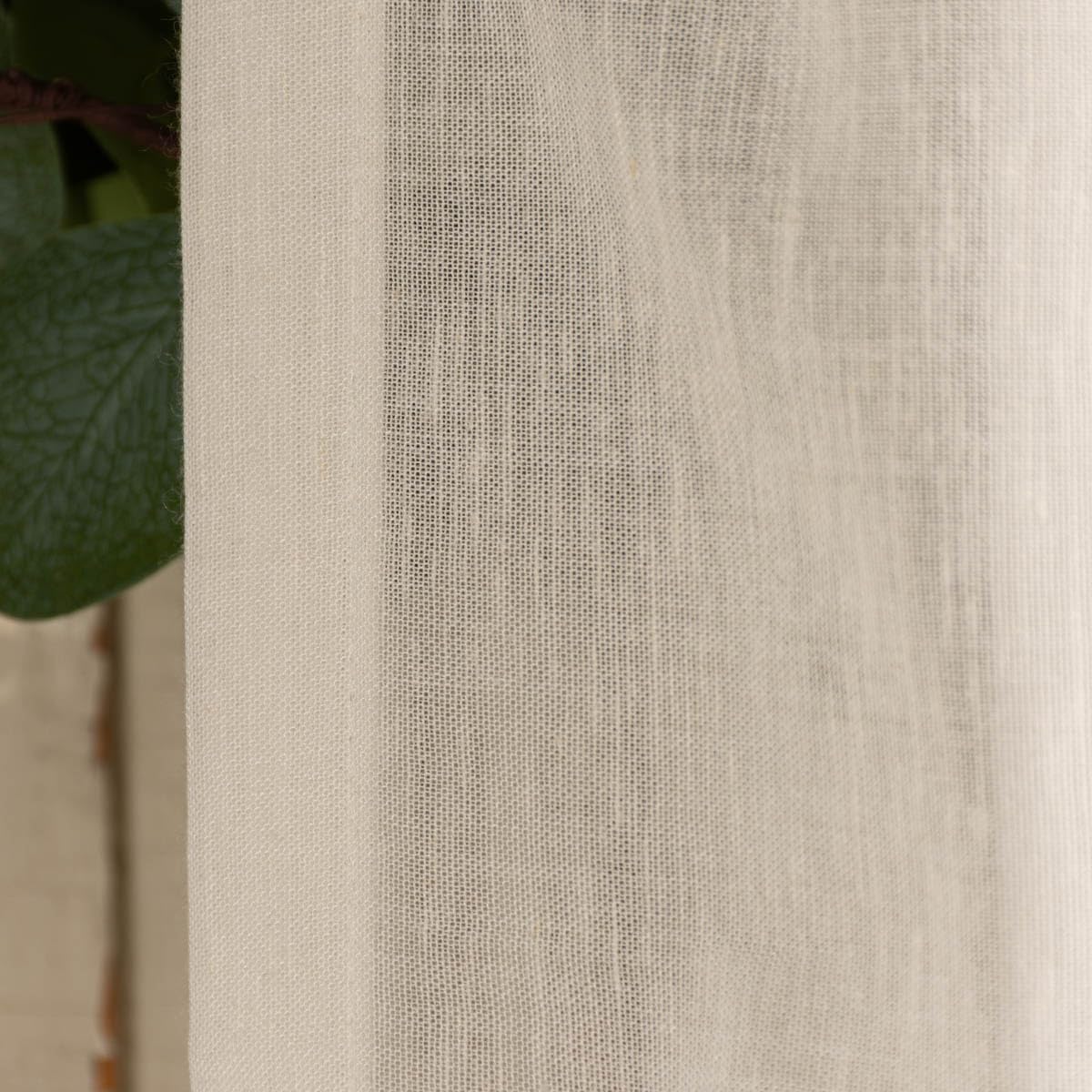 SCHÖNER LEBEN. Tessuto per tende in lino d'orzo, al metro, Easy Linen, tinta unita, naturale, altezza 2,95 m