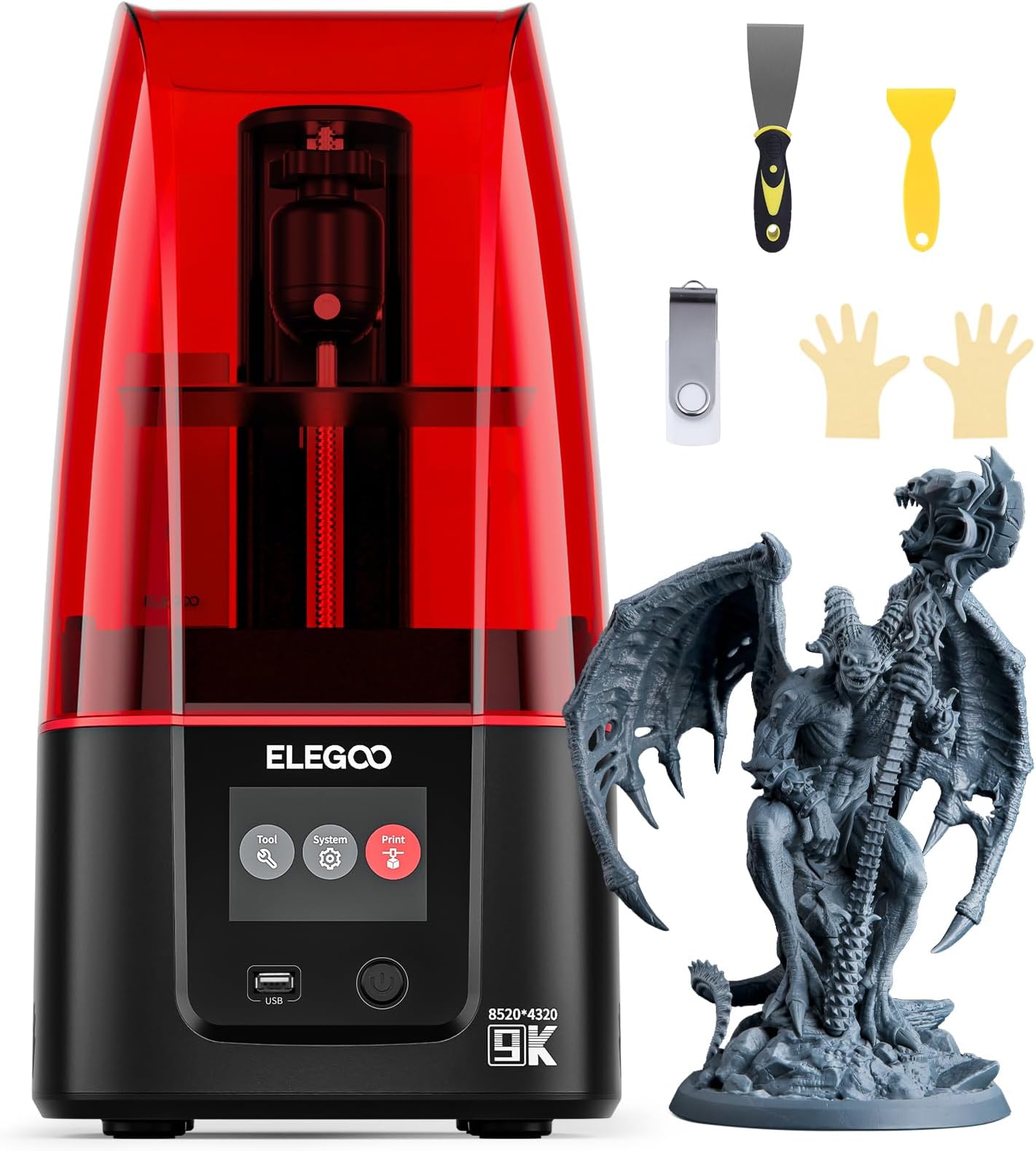ELEGOO Mars 4 MSLA Resin 3D Printer, UV Resin Photocuring Printer with 7-Inch 9K Monochrome LCD, Multiple Print Modes, Printing Size of 153.36x77.76x175 mm³
