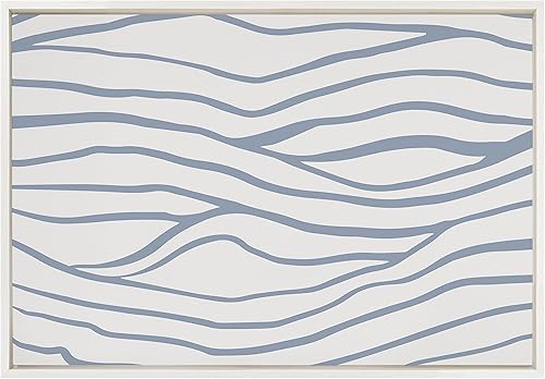 Miniatura 2 de Kate and Laurel Sylvie - Lienzo enmarcado abstracto de ondas costeras y elegantes de The Creative Bunch Studio, 23 x 33 pulgadas, blanco, azul con