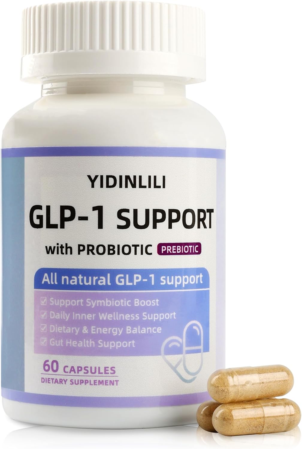 GLP-1 Supplement for Women and Men Metabolic Support GLP1 Naturally with Probiotic and Prebiotic 60 Capsules