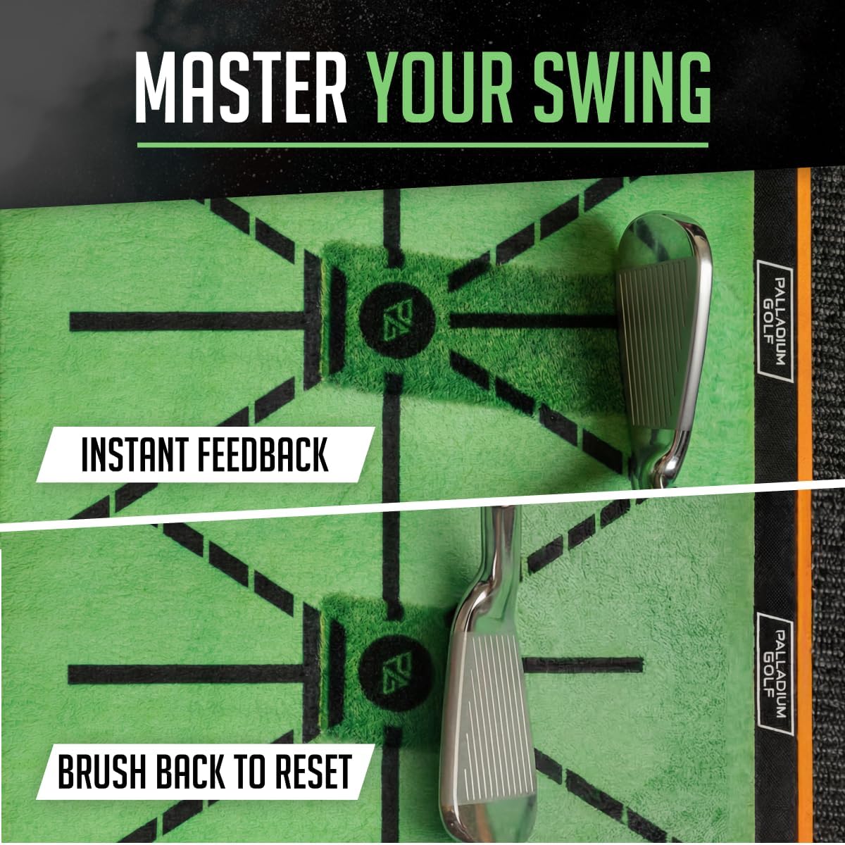 Palladium Golf Hitting Mat - Training Golf Practice Mat with Swing Path Feedback - for Indoor and Outdoor Use