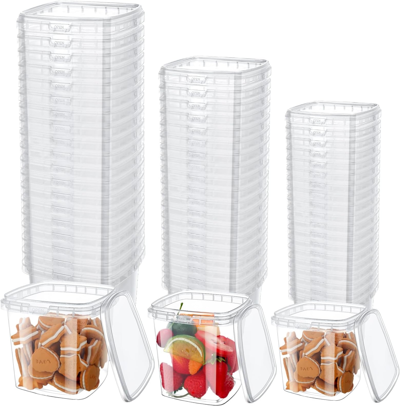 Amazon.com: Sliner 60 Sets Square Deli Containers with Lids Clear Food ...