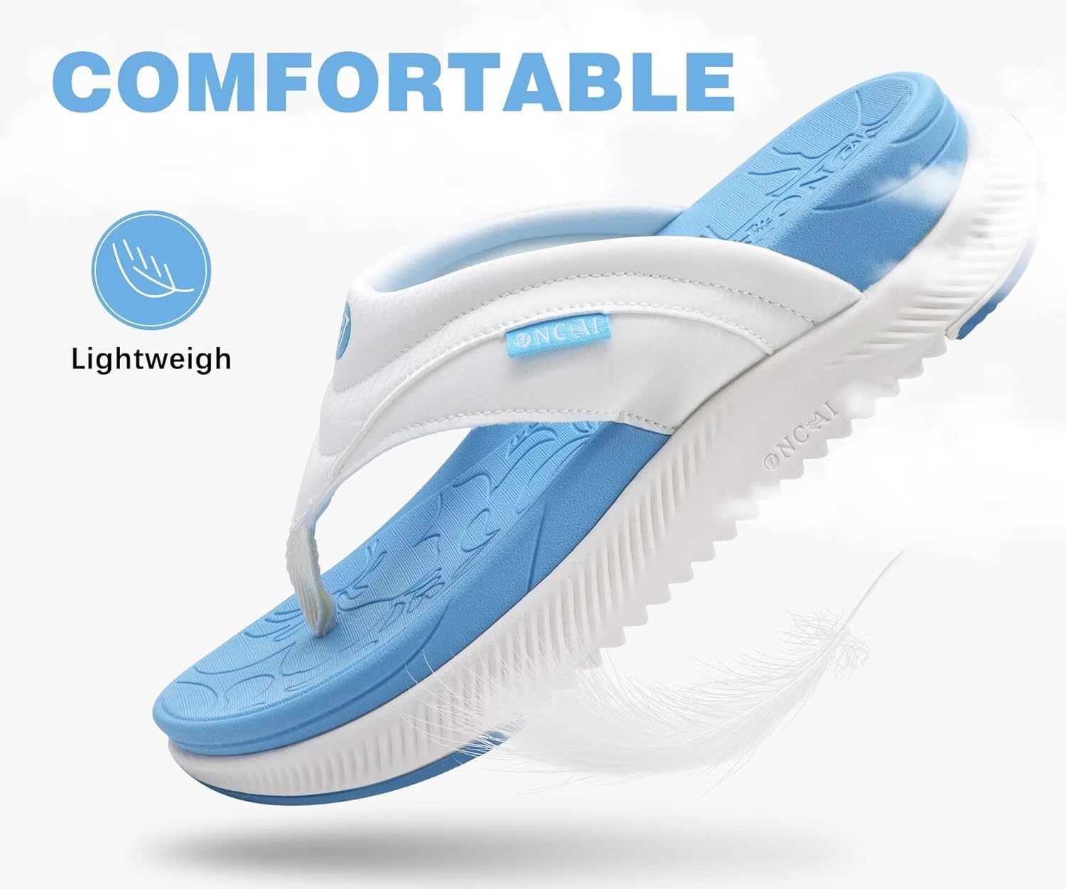 ONCAI Women's Orthotic Cushion Flip Flops Recovery Walking Sandals for Women with Arch Support Summer Comfortable Slip On Flip Flops for Womans Size 6-12 - Image 5