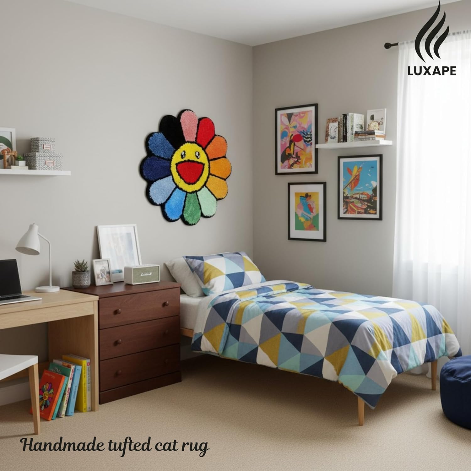 Murakami Rug - Handmade & Premium- 28in (70cm) - Hypebeast Decor - Hypebeast Room - Living Room, Bedroom, Children Bedroom, Door mat - Aesthetic Room Decor - Luxape Rugs (Luxape-A2)
