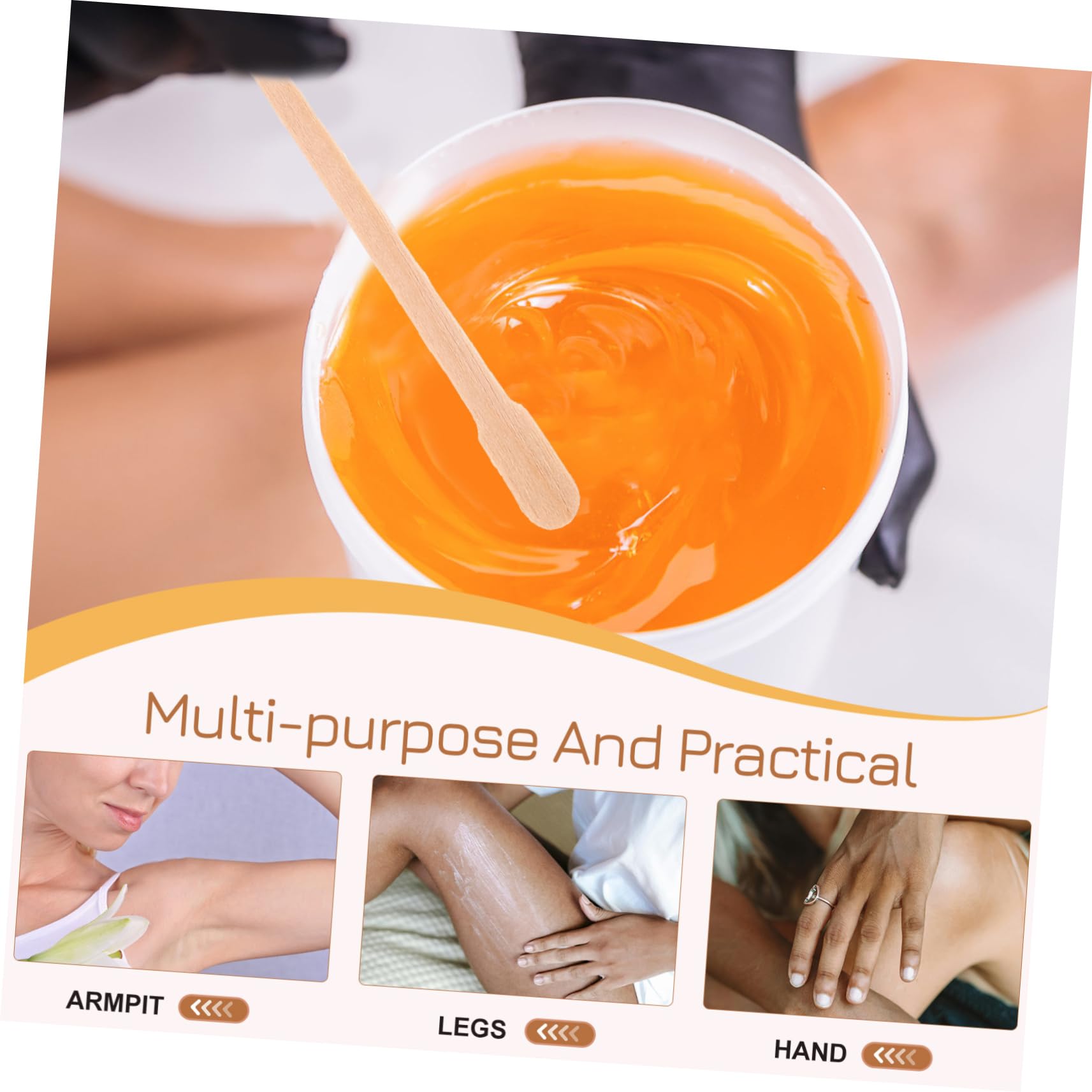 OSOLADY Hair Removal Wax Sticks 100pcs Wooden Wax Rods Body Hair Waxing Kit for Large Patch Areas Salon Home Use