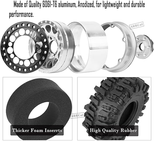 Miniatura 26 de RC 1.9 Beadlock Ruedas y neumáticos para 1/10 SCX10 SCX10 II 90046 SCX10 III AXI03007 SCX10 Pro TRX4 TRX6 Gen7/8 D90 VS4-10 MST CFX RC Crawler Car