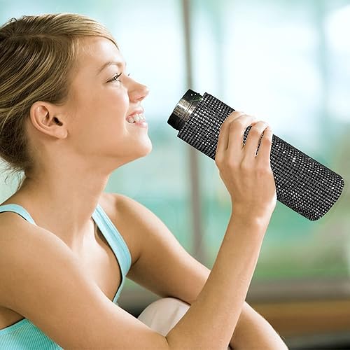 Miniatura 6 de Bling Crytal Botella de agua aislada de 17 onzas con colador, botella térmica de acero inoxidable, doble pared aislada al vacío, botella de vacío de