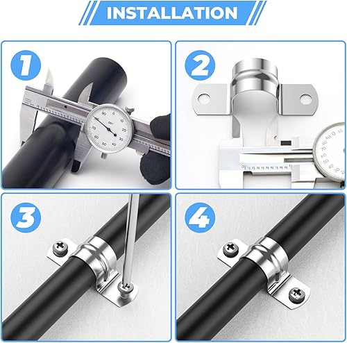 Miniatura 6 de 24 abrazaderas de conducto de acero inoxidable 304 de 2 pulgadas (1.969 in), abrazadera de tubo en U, abrazadera de tubo de 2 agujeros, soporte en