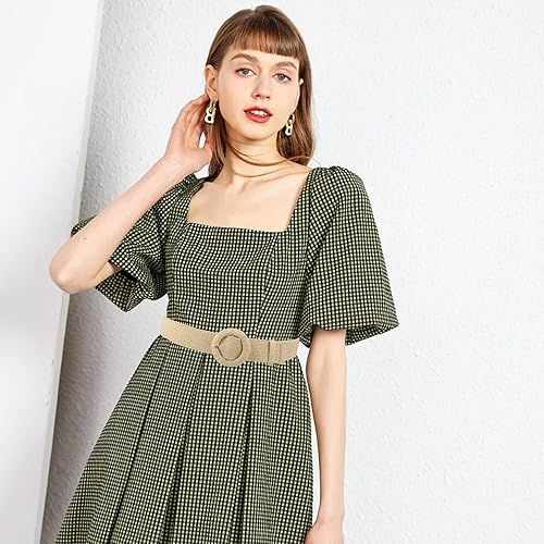 Miniatura 8 de SeptCity Cinturón de paja elástico ancho de ratán tejido para mujer