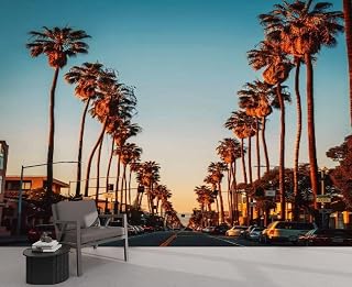 Peel and Stick Wallpaper Los Angeles Streets Canvas Wallpaper Self Adhesive Wall Decals Removable Wall Mural for Room Decor Bedroom Living Room