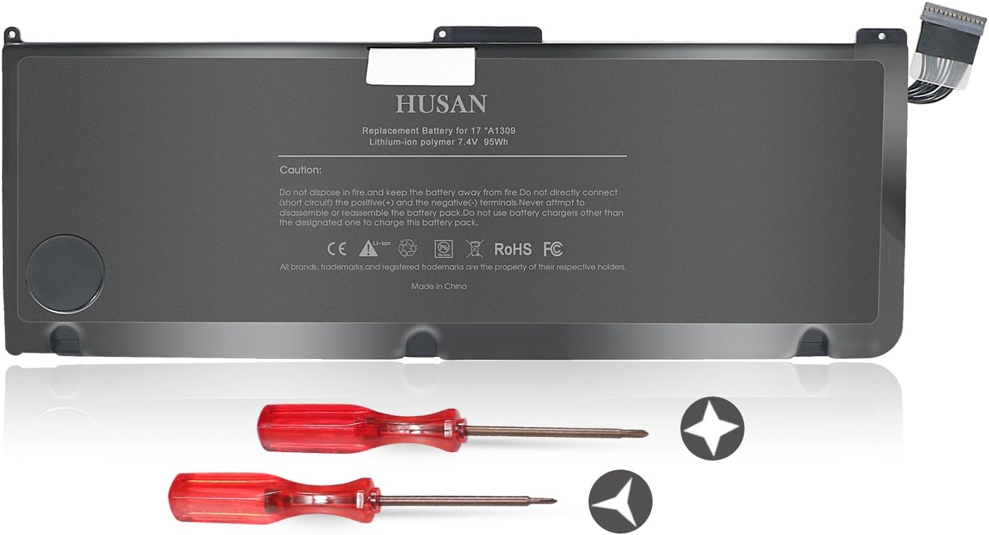 HUSAN New A1309 Laptop Battery Compatible for MacBook Pro 17" A1297 (Only fit Early 2009 Mid-2009 Mid-2010),fits MC226/A MC226CH/A MC226J/A 020-6313-C 661-5037-A