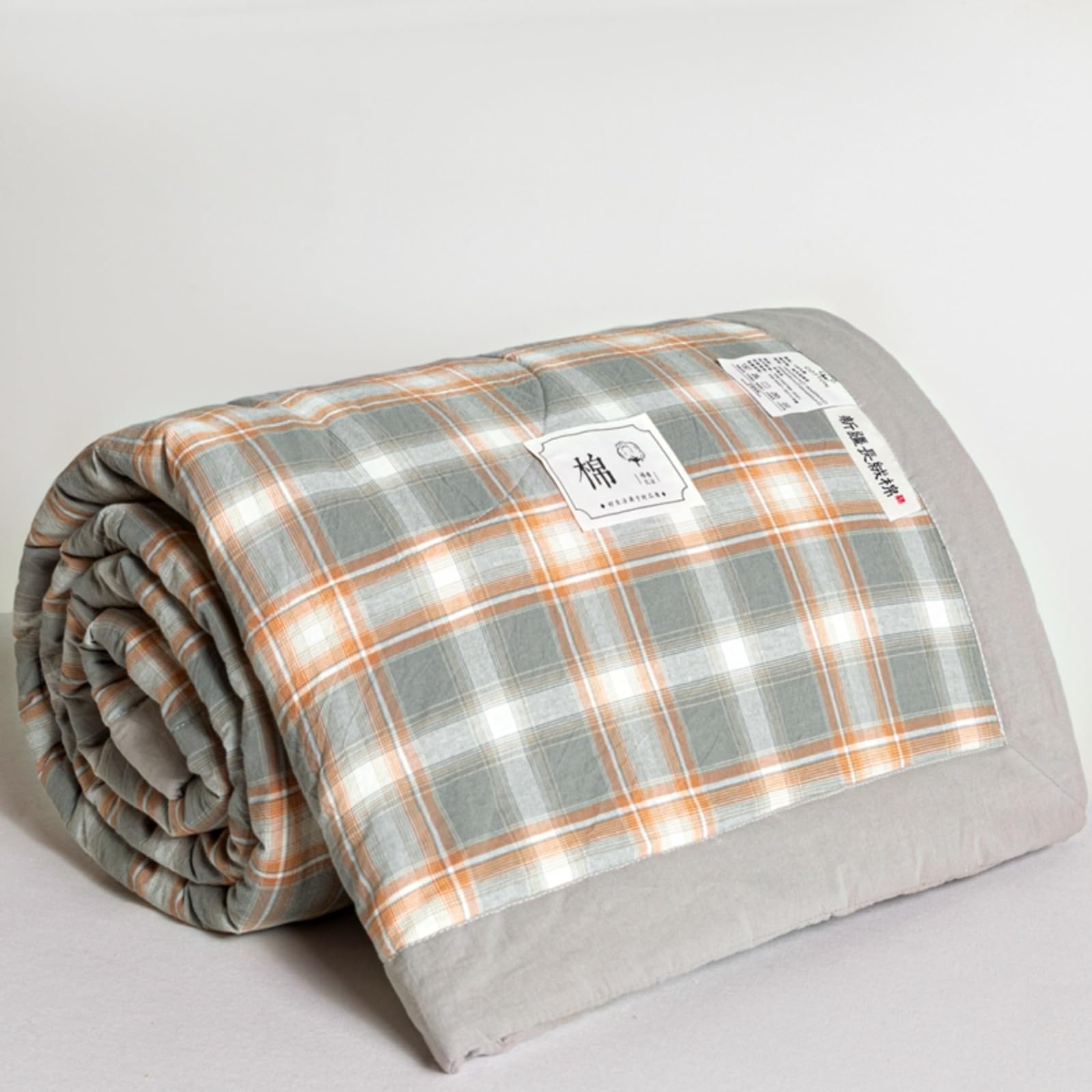 Odot Coverless Duvet 4.5 Tog for Single Double King Size, Summer Coverless Duvet 250 Count No Cover Needed Lightweight Breathable Soft Cosy Cold Quilt Blanket (Check 3,180x220cm)
