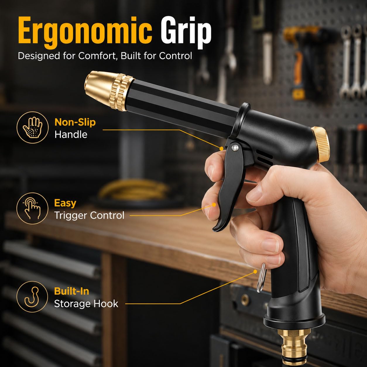 Strumento Multifunzione per Il Lavaggio dell'auto, Tubo Flessibile Regolabile con ugello a Getto, Potente idropulitrice ad Alta Pressione per Auto, Patio e spazi Esterni.,with 20m Hose