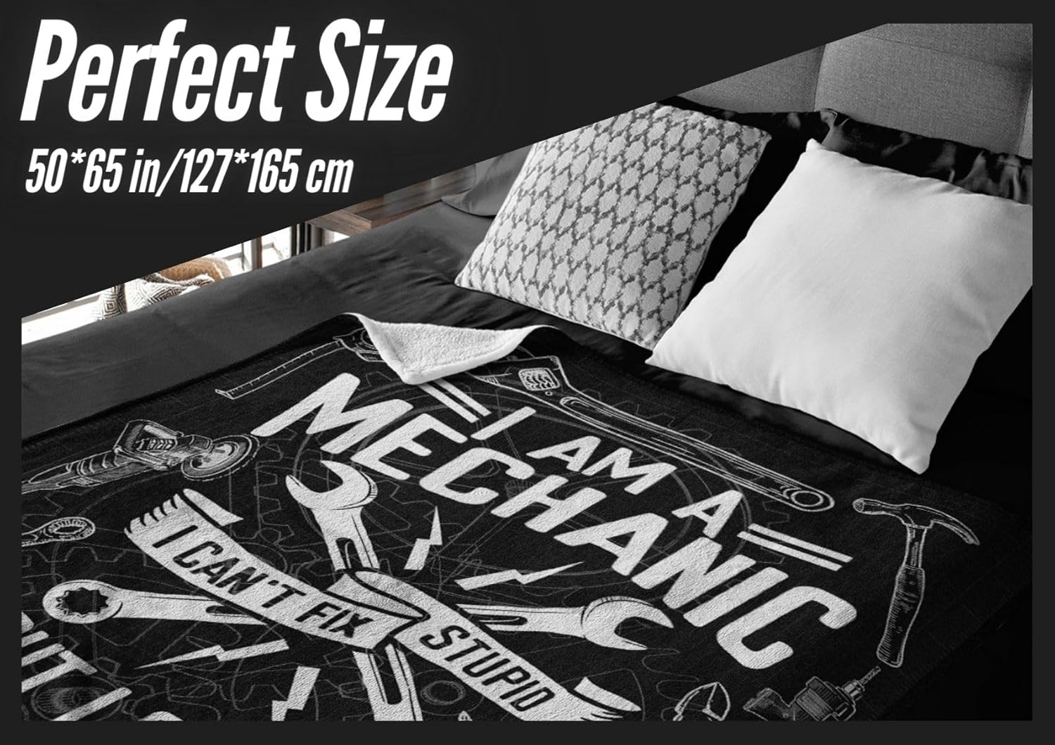 InnoBeta Mechanic Gifts for Men Flannel Throw Blanket, Funny Unique Birthday for Him 50"*65" - Image 6