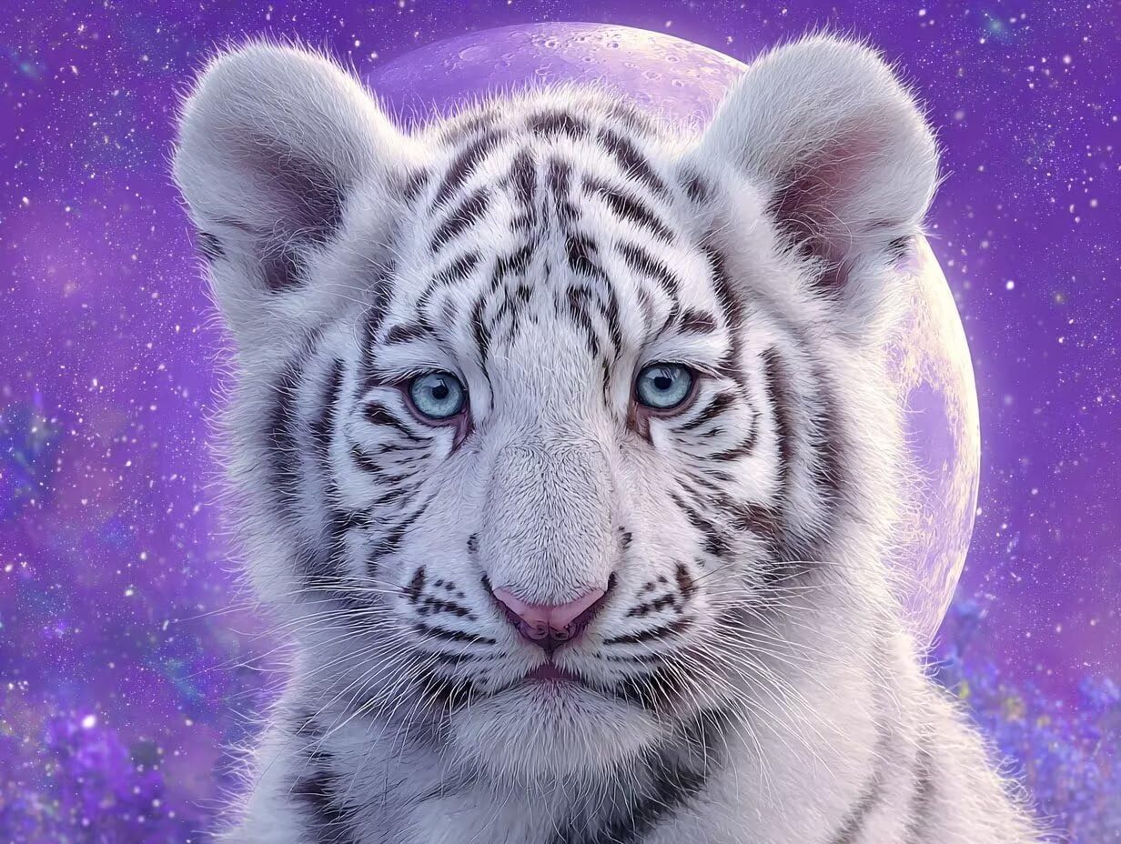 Malen Nach Zahlen Erwachsene DIY Komplettset - Hochwertige Acrylfarben & Leinwand - Entspannendes Kunsthandwerk für Anfänger & Fortgeschrittene - Ideales Home Deko - Tiger Süß Motiv (80x100cm) C-305
