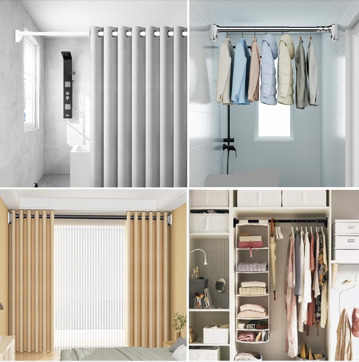 【MoFein】強力突っ張り棒 つっぱり棒 ステンレス 強い負荷 伸縮棒 直径33mm幅160-250cm 調節簡単 カーテンつっぱ