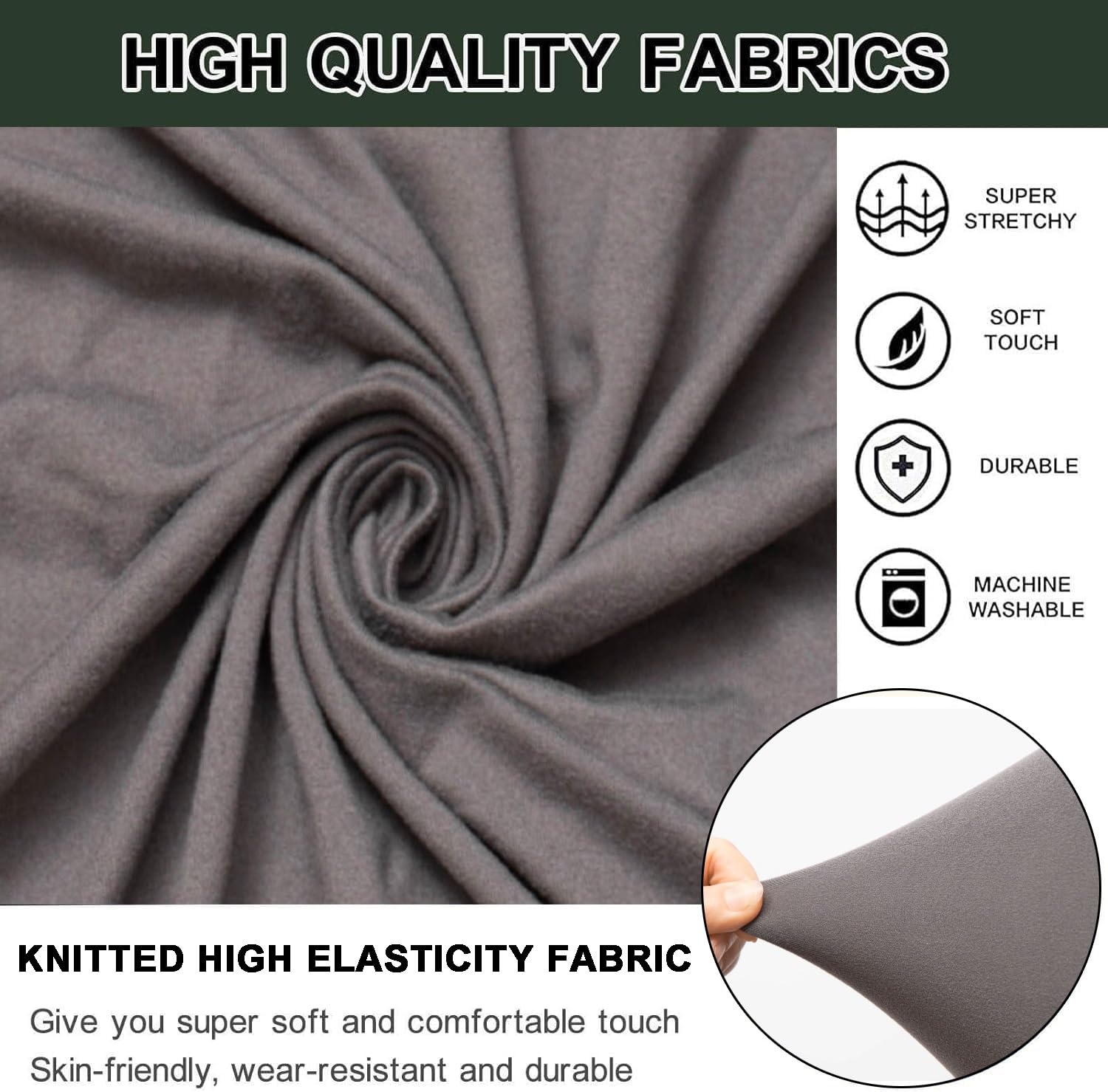 Copri Pouf Elasticizzato Rotondo/Quadrato - Fodera Morbida Per Ottomano, Divano, Poggiapiedi - Foto 9