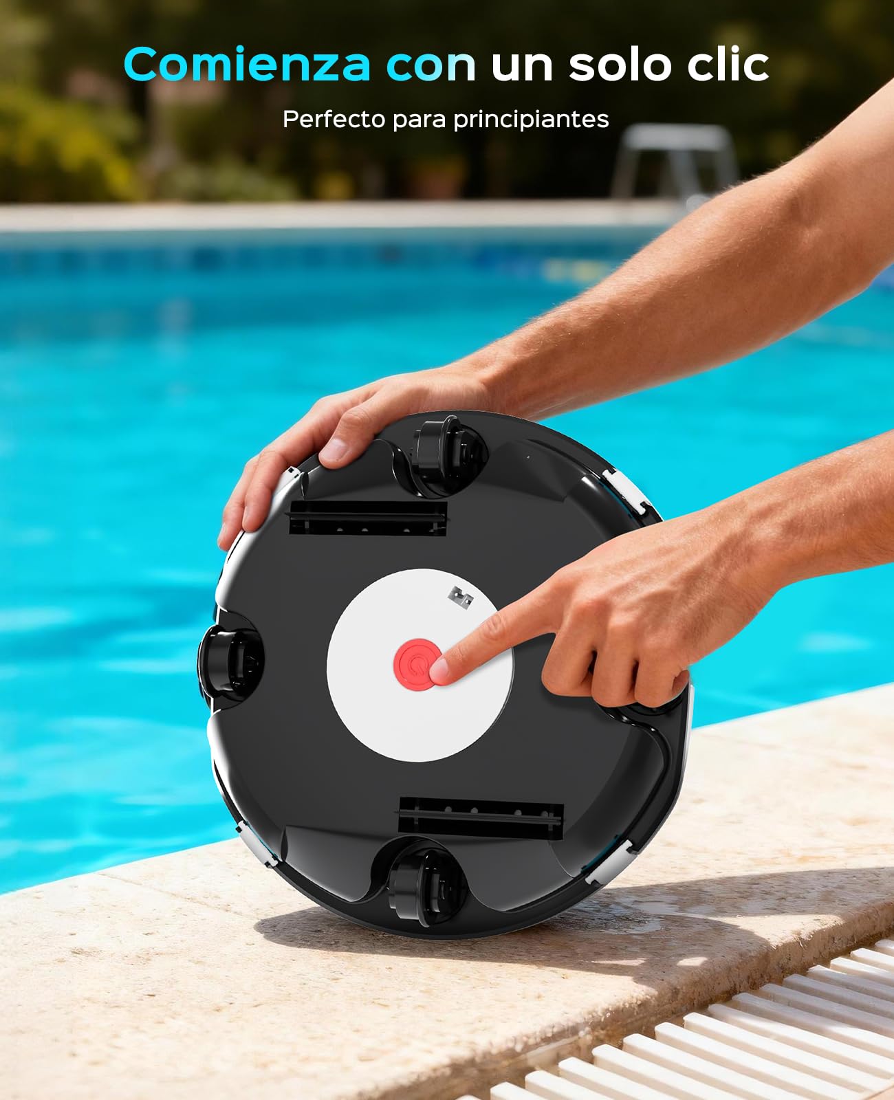 WINNY POOL CLEANER Winny 200 – Robot Limpiafondos Inalámbrico, Doble Filtración, Estacionamiento Aut., 80 Min Autonomía, Piscinas Desmont. hasta 60 M², Compacto Y Ligero(Negro Tinta-Blanco)