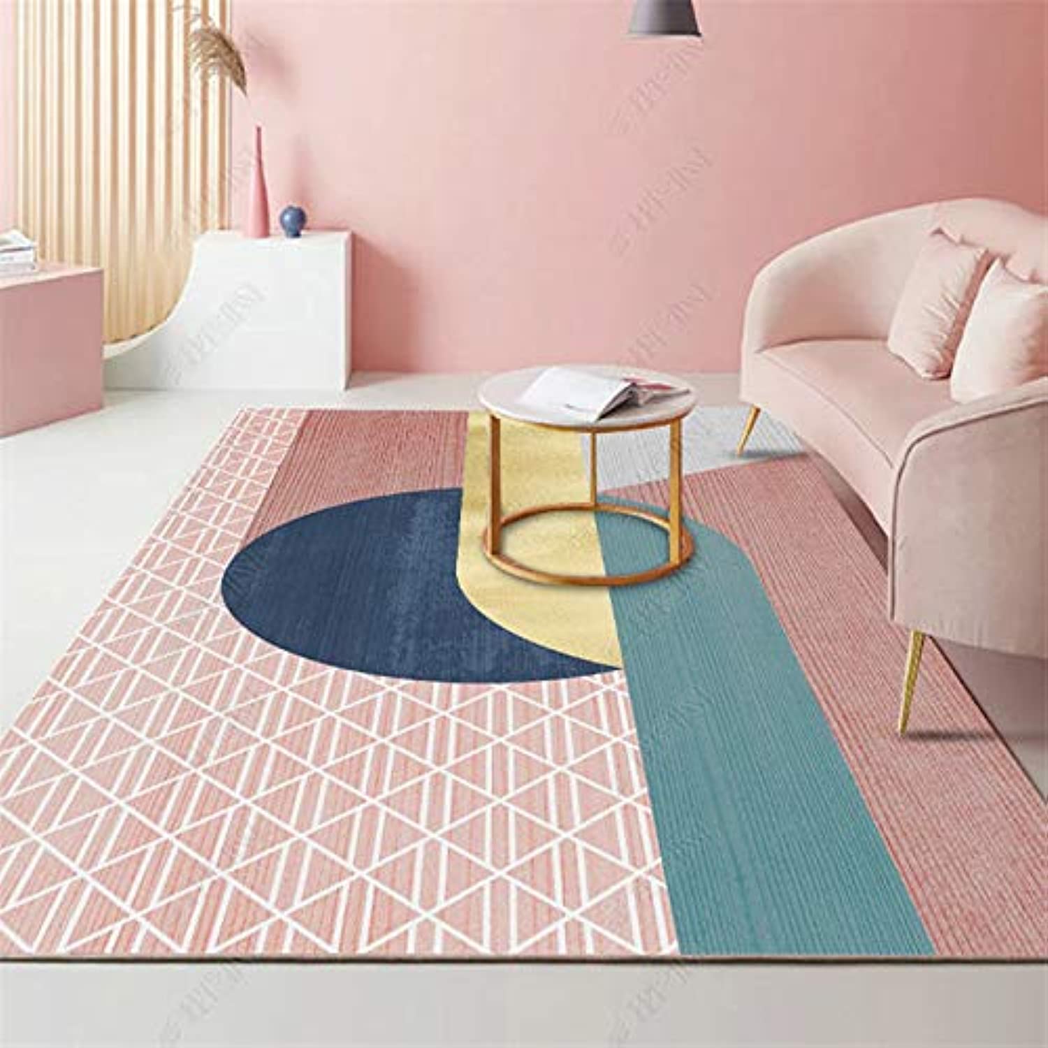 Non Slip Modern Area Rug Floor Carpet Made With Crystal Velvet With Light Luxury Material For Indoor Living Room Dining Room Bedroom With Beautiful Print (Size 120×160CM)