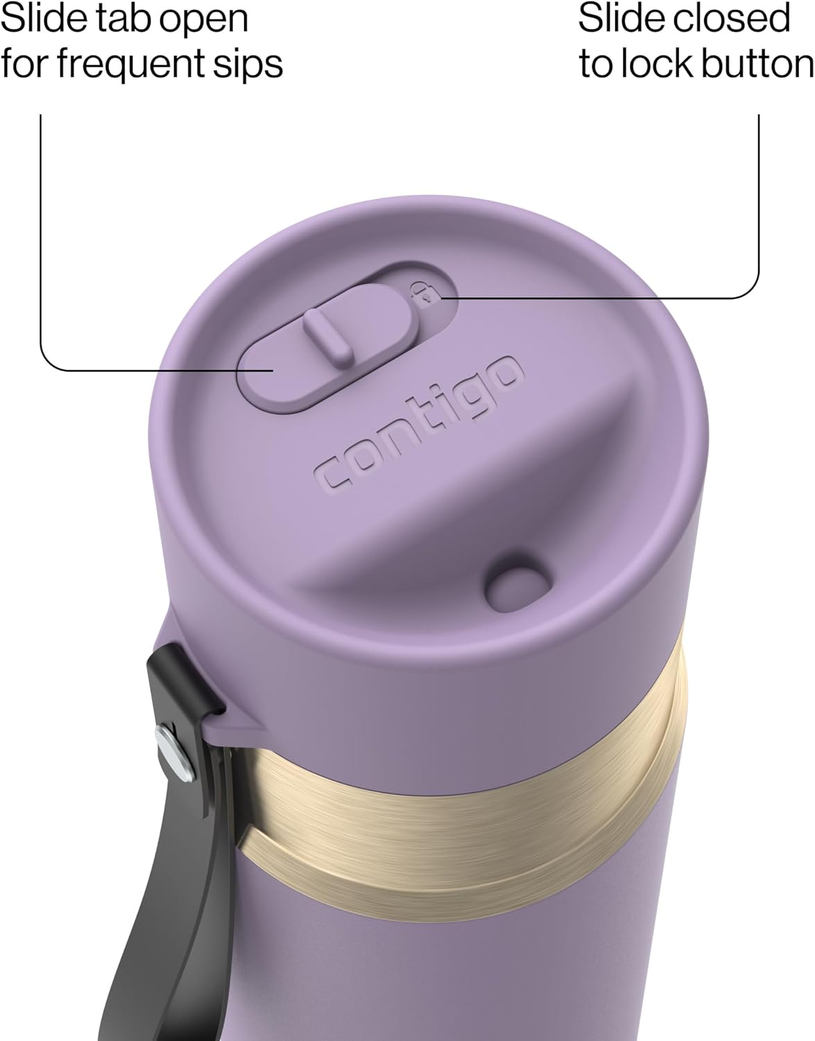 Contigo AutoSeal 24 oz Stainless Steel Vacuum-Insulated Water Bottle with Leakproof Push-Button Spout & Lock, Carry Strap, BPA-Free & Lead-Free, Dishwasher Safe image 3