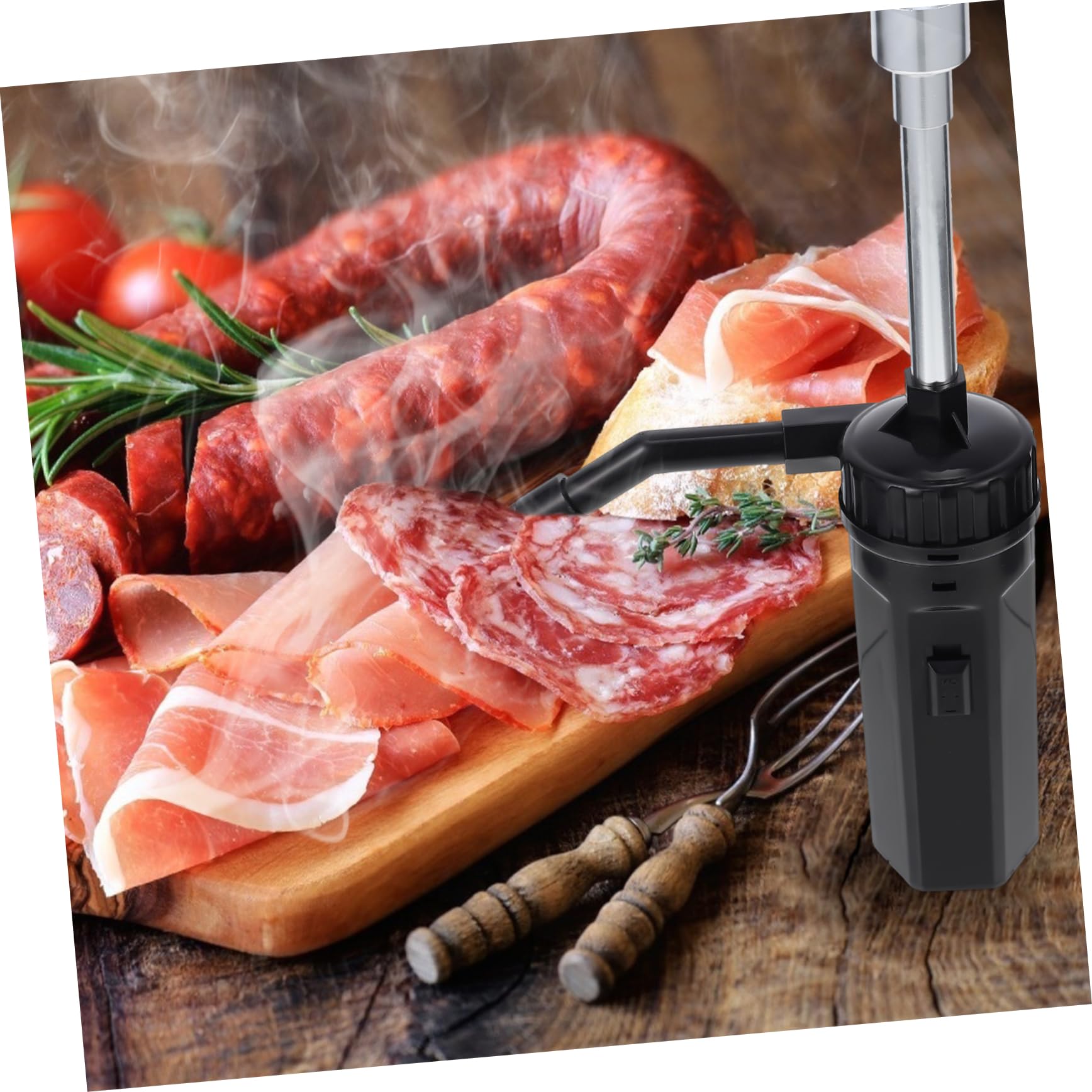 Plastica e Acciaio Inox Affumicatore Portatile, Riutilizzabile, Leggero, Versione a Batteria Secca, per Alimenti, per Cucina e Casa