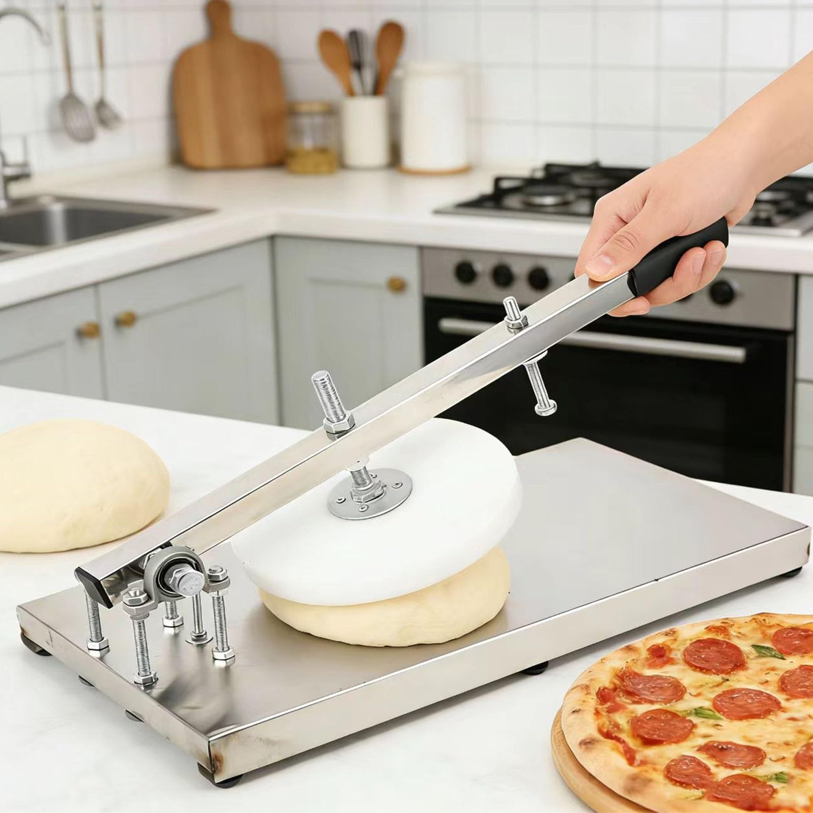 BOOZXCV Pizza Press Machine, Manual Dough Maker for Pizzas, Household Pastry Press for Creating Thin Slices, Durable and Easy to Use (20cm)