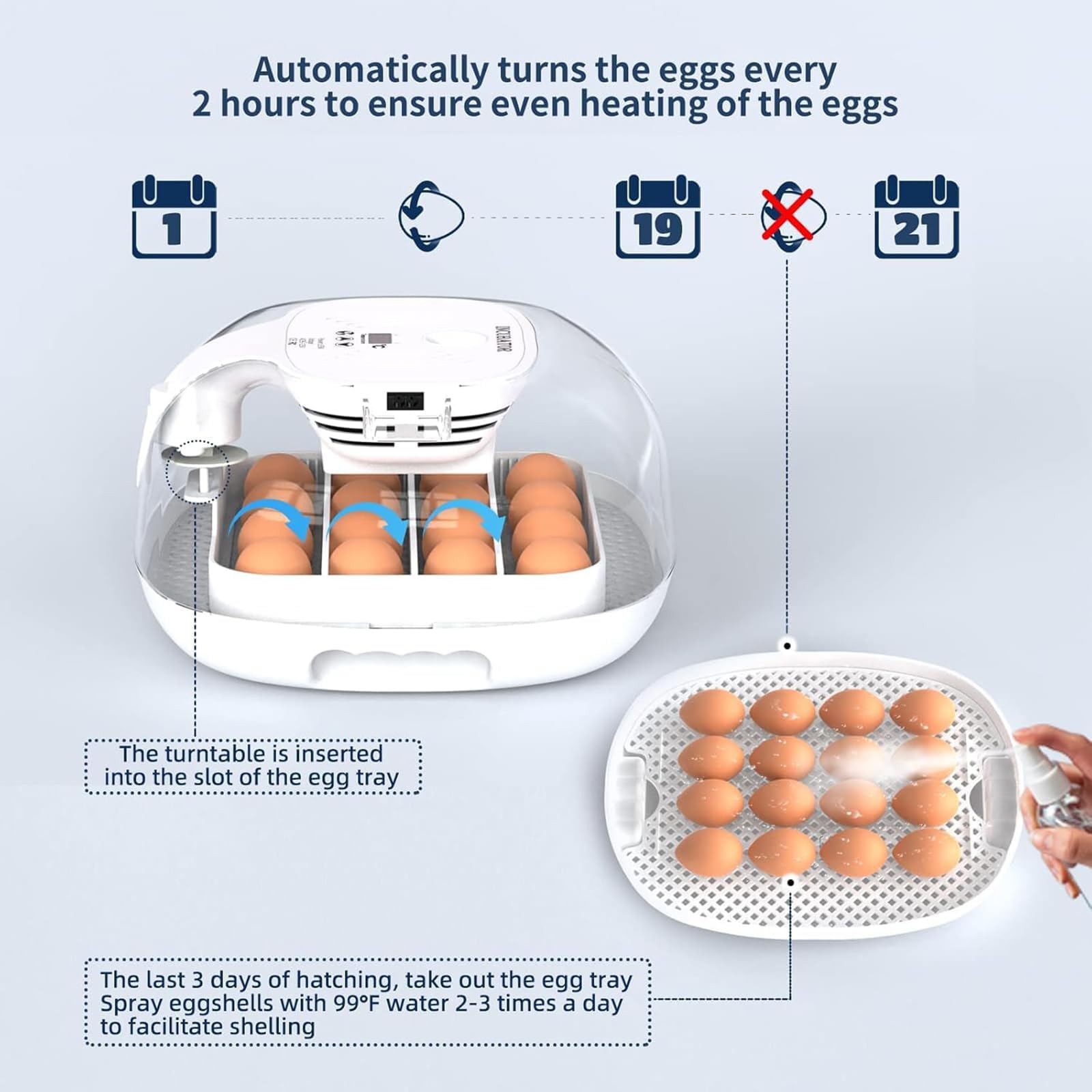 Incubadora digital de huevos, girador automático de huevos y control preciso de temperatura, incubadora para huevos de pollo, codorniz y pato
