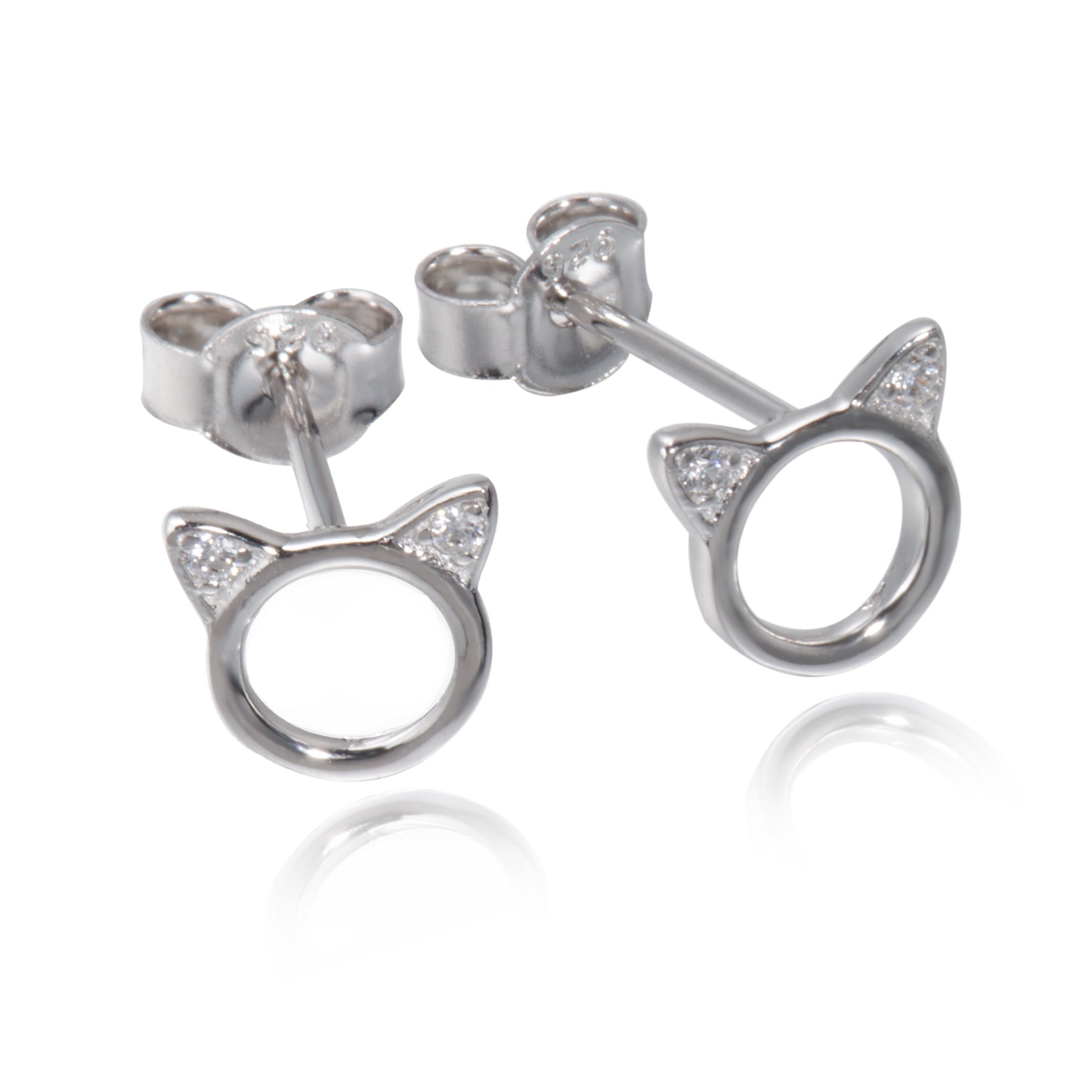 Pendientes de plata de ley hipoalergénicos para amantes de los gatos, regalos para mujeres, aretes de oro rosa de...