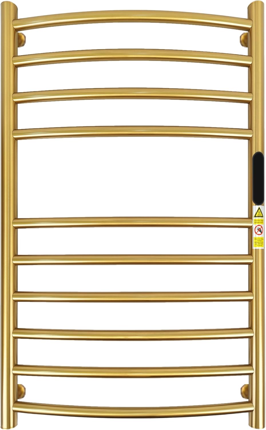 Luxury 10 Bars Gold Towel Warmer Wall Mount Electric Plug-in/Hardwired Heated Towel Rack, Heated Towel Drying Rack with Timer & Temperature Multi-Level Adjustable (Brushed Gold, 10 Bars) Brushed Gold 10 Bars