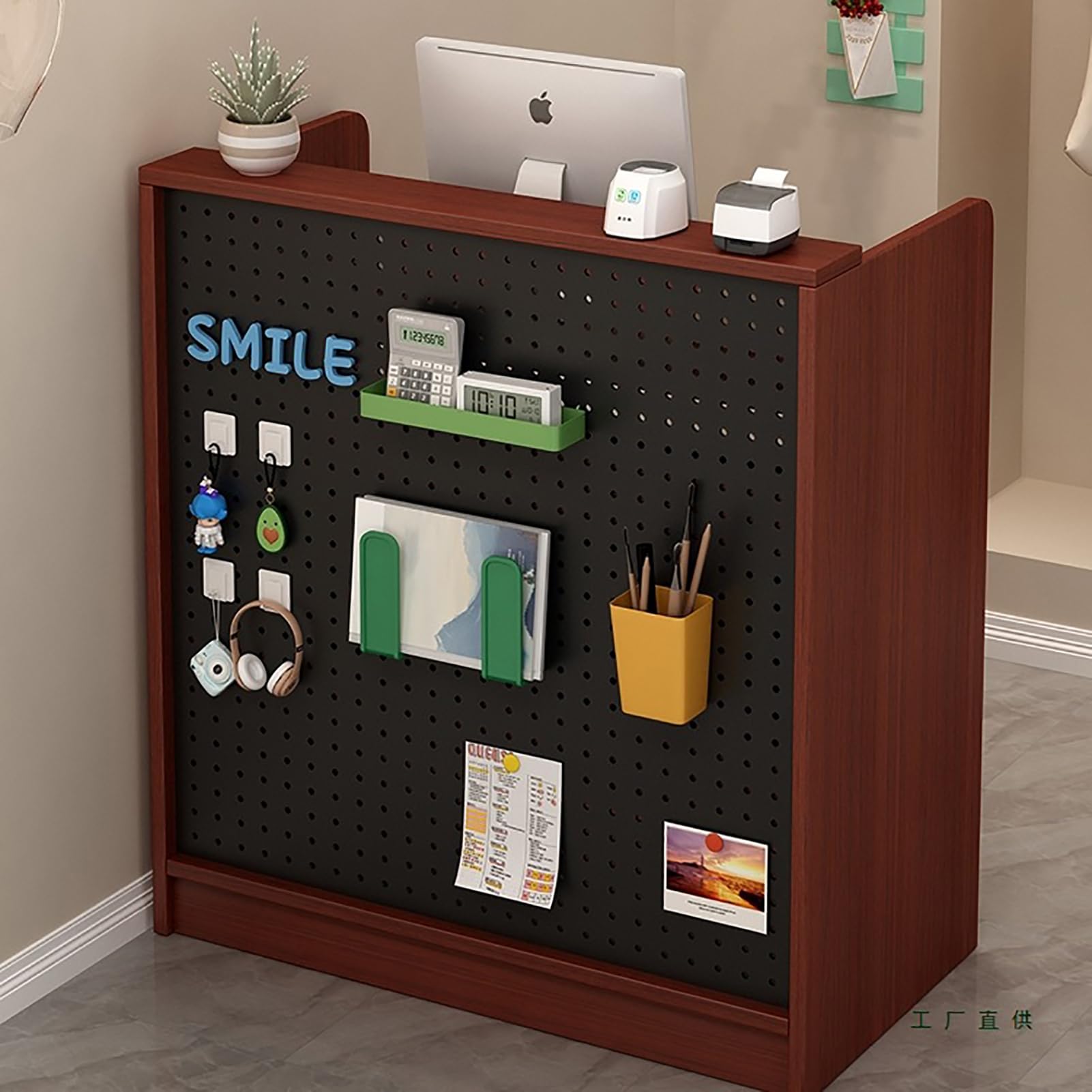 Meuble de réception et comptoir de caisse rouge 80cm pour salon et bureau