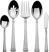 Vista 2 de Mikasa Hammered Harmony 18.10 - Juego de cubiertos de acero inoxidable de 65 piezas, servicio para 12