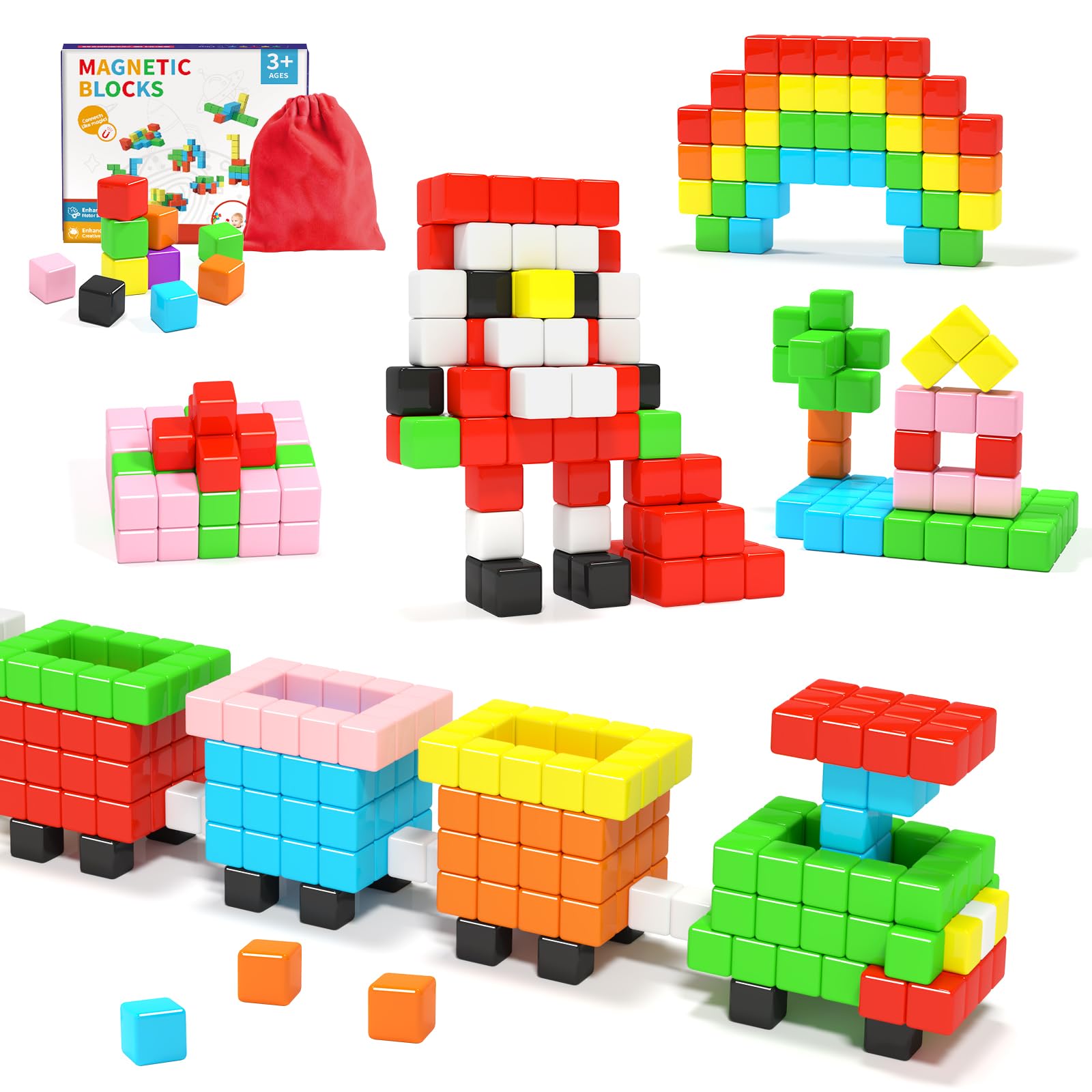 Hiwawind Magnetic Blocks 1.18 inch, Large Magnetic Cube Toy for Sensory STEM Education Preschool Magnet Toys for 3 4 5 6 Year Old Boys and Girls,Christmas Birthday Gifts for Kids Age 3+